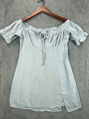 Mini Vestido Gilli LE LIS Collection Lino Lino Grande Gris Azulado Mujer Puff Slv Foto 1 de 4