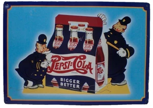 Vintage Pepsi Cola Bigger Better Metal Tin Sign Pepsico 11 3/4" x 16 1/2" USA - Picture 1 of 12
