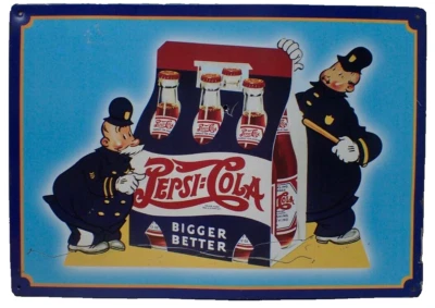 Vintage Pepsi Cola Bigger Better Metal Tin Sign Pepsico 11 3/4" x 16 1/2" USA - Image 1 of 4