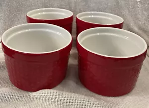 Home Essentials Red White Mini Ramekins Baking Dish Set of 4 - Picture 1 of 6