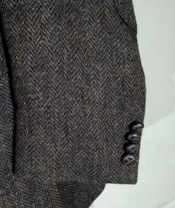 42R Jos A. Bank Black & Brown Blazer Tweed Jacket Sport Coat Blazer Elbow Patch - Picture 1 of 7