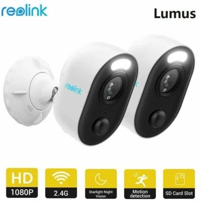 2pcs Reolink Lumus Extérieure avec Projecteur LED 1080P HD Caméra WiFi 2,4GHz