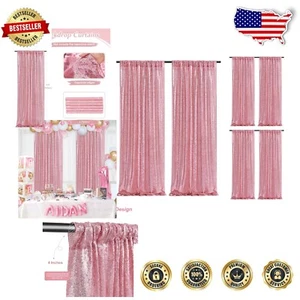 Elegant Blush Pink Sequin Photography Background - 6 Panels of Glamorous Sparkle - Picture 1 of 8