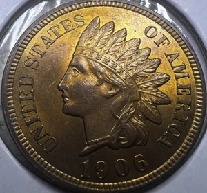 1906 Indian Head Cent Penny, Choice BU++/Near Gem BU, Lustrous/#15 - Picture 1 of 3