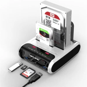 Wavlink USB 3.0 to SATA Dual Bay Hard Drive Docking 2.5” & 3.5” SATA HDD/SSD - Picture 1 of 10