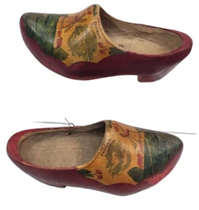 Vtg Hand Carved Painted Wooden Holland Dutch Style Clogs Belgium Shoes Sz 31 EU - Picture 1 of 24