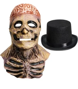 Spooktacular Creations 2 Piece Mask And Hat Skeleton Creepy Latex Mask And Hat - Picture 1 of 8