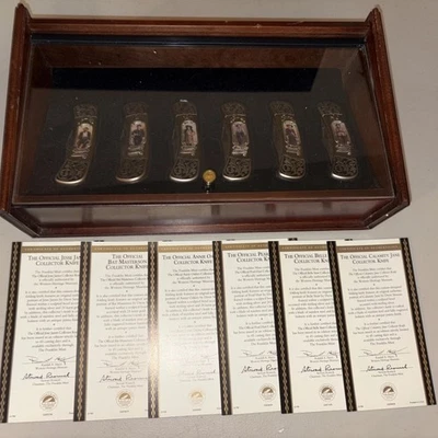 Coleção de facas de bolso Franklin Mint Western Lawman – 6 facas com vitrine - Imagem 1 de 4