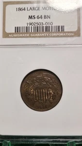 1864 Large Motto 2 Cent MS64 - Picture 1 of 6
