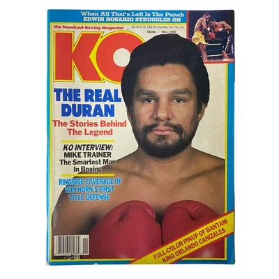 KO Boxing Magazine November 1989 Roberto Durán Cover w Pinup No Label - Image 1 of 3