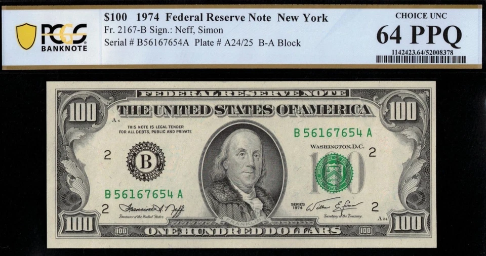 1974 $100 FRN B56167654A P.C.G.S #64PPQ - Image 1 of 3