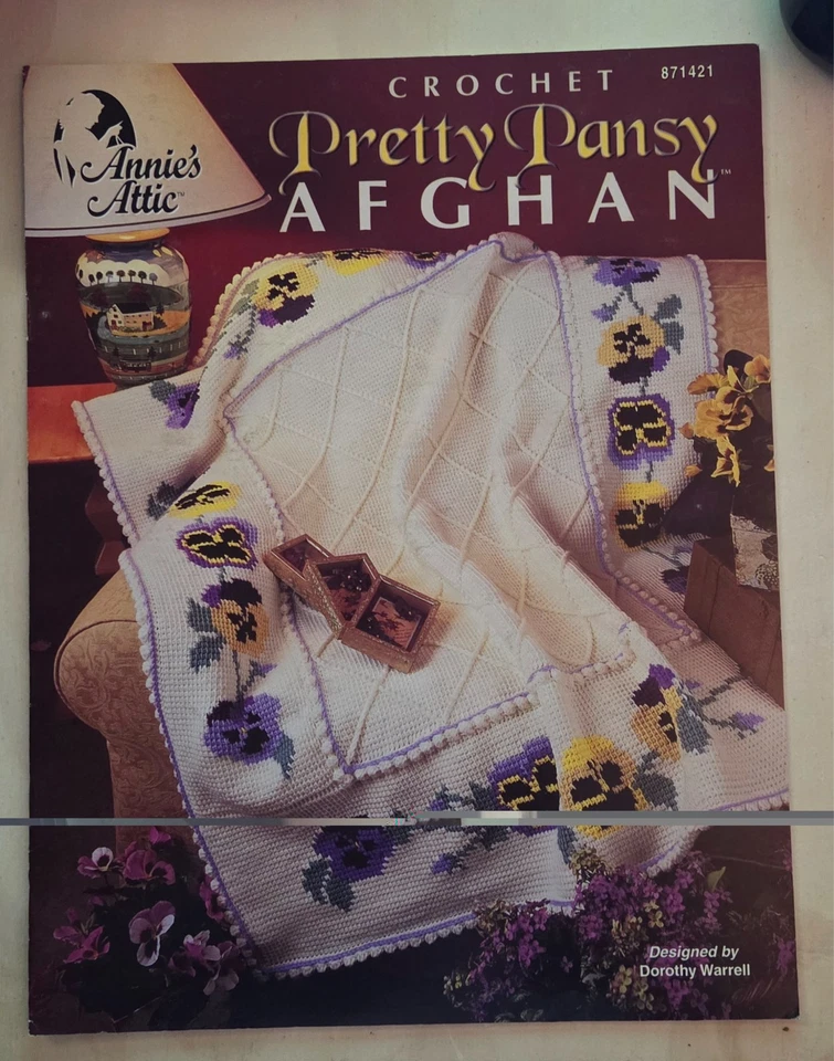 КРАСИВАЯ АНЮТИНЫ ГЛАЗКИ афганский чердак Annie крючком афганский узор листок - Изображение 1 из 1