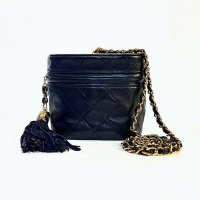 Bolsa de couro preta CHANEL Coco Mark Vanity Bag 340 - Imagem 1 de 4