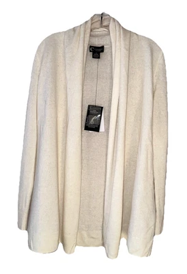 BLOOMINGDALES NWT Size XS 100% Cashmere Open Cardigan Sweater Ivory F19 FLAW - Image 1 of 4