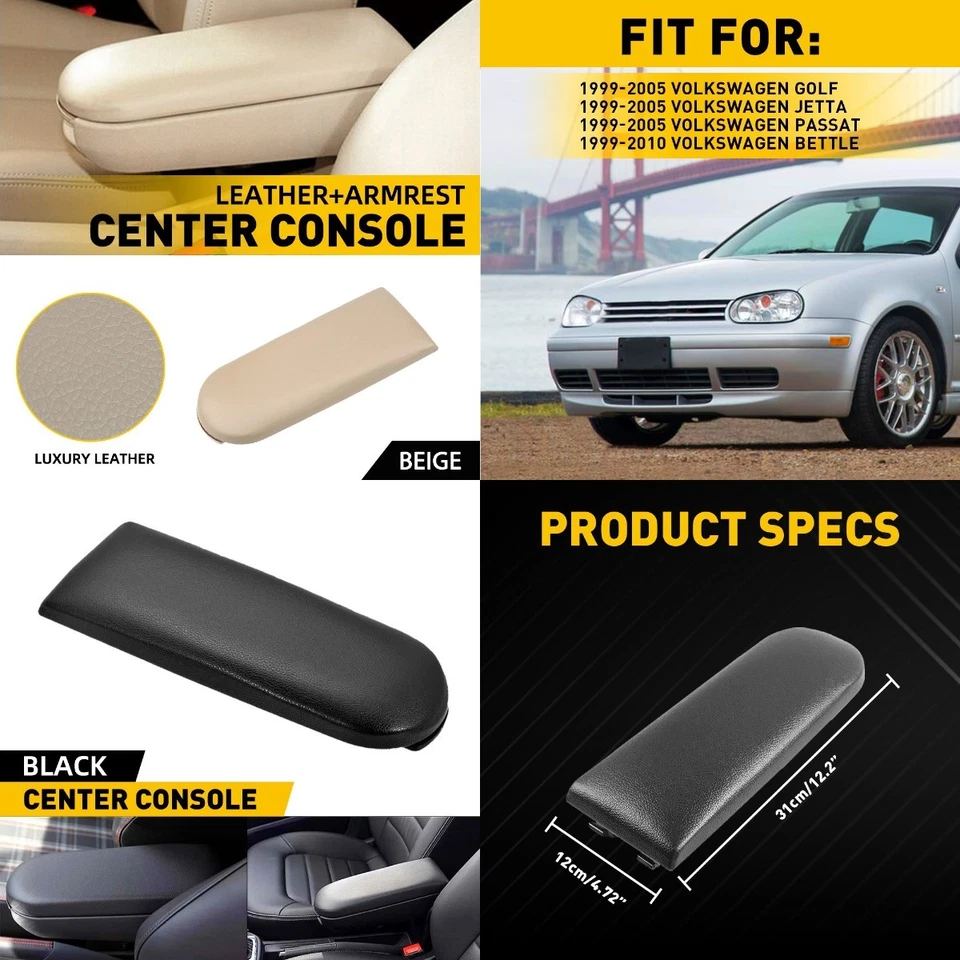 Para VOLKSWAGEN JETTA GOLF 1999-05 BEIGE CONSOLA CENTRAL REPOSABRAZOS TAPA CUBIERTA PLACA M Foto 1 de 1