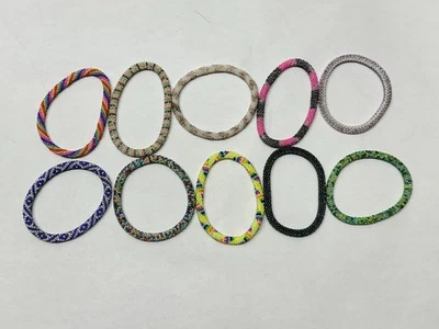 10x Glass Seed Bead Handmade Beaded Crochet Roll On Bracelet Nepal Jewelry Lot M - Image 1 of 4