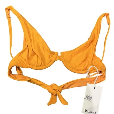Novo com etiquetas Vitamin A Rossi Halter Underwire Top - Tangerine SuperRib - Feminino XS NOVO - Imagem 1 de 4