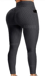 A AGROSTE Women's High Waist Yoga Pants Stretchy Leggings Textured Booty S - Picture 1 of 15
