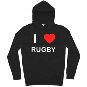 Felpa con cappuccio Rugby I Love maglione adulto manica lunga - Foto 1 di 34