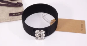 Lee Angel Women's Alexa Crystal Bangle Silk Wrap Bracelet NWT 220 Black - Picture 1 of 5
