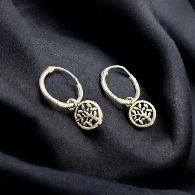 Cerchietti da lobo canna tubolare con pendente Albero della Vita Argento 925 - Immagine 1 di 4