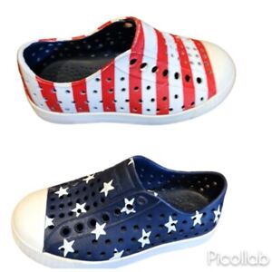 Native Unisex Toddler Sz 8 USA Stars Stripes Slip On Shoes 4th of July