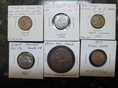 SIX ERROR Coins Canada , Germany , Great Britain 1919 to 1972 CLIPS, CHIP, CLASH - Image 1 of 4