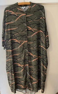 Kin by John Lewis oversized shift dress size XL 54" green abstract pockets arty - Picture 1 of 7
