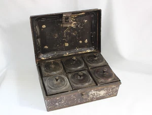 Antique Spice Box American Painted Tin Toleware Country Kitchen with Cannisters - Picture 1 of 12