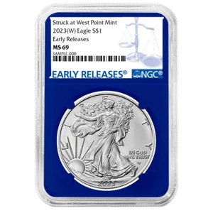 2023 (W) $1 American Silver Eagle NGC MS69 ER Blue Label Blue Core - Picture 1 of 2