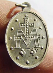 Vintage Irish Catholic Miraculous Holy Medal Mary Monogram High Definition Silve - Picture 1 of 2
