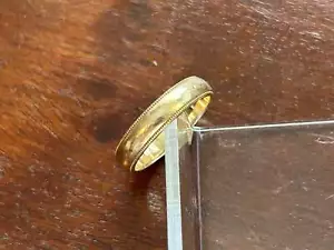 Vintage Signed Benchmark 14k Yellow Gold Bead Edge Wide Wedding Band Ring Sz 6 - Picture 1 of 8