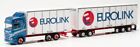HERPA, SCANIA 6x2 CR 20 HD with dolly and trailer 3 axles EUROLINK blue, 1/87...