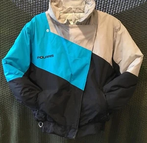 Polaris Women’s Winter Ski Snowmobile Moto Jacket Gray/Black/Polaris Blue Size L - Picture 1 of 8
