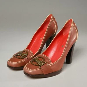 Celine Italian Leather Square Toe Loafer Style Pump Heels Size EU 39.5 B  US 8 B - Picture 1 of 10