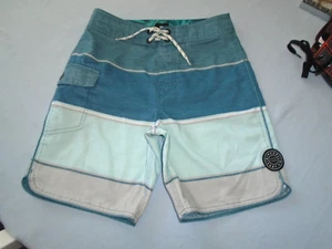 RIP CURL Boys size 10 Blue & Gray COLOR-BLOCK Surf Trunks - Picture 1 of 8