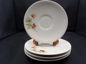 Vier Vintage USA Salem Ohio Ahornblatt Muster Untertassen 6-1/8" ofenfest F25 - Bild 1 von 7