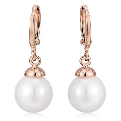 Ohrringe Perle 11 mm ⌀ Zirkonia weiß 750er Gold 18K vergoldet rosegold O2818 - Bild 1 von 4