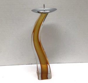 Candelabro transparente ámbar vintage de cristal de Murano firmado por Giuliano Tosi - Imagen 1 de 10