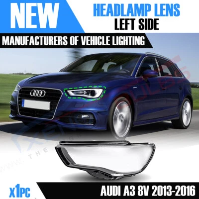 PARA AUDI A3 S3 8V RS3 LADO IZQUIERDO FARO FRONTAL LENTE CUBIERTA 2013-2016 VENDEDOR DEL REINO UNIDO Foto 1 de 4