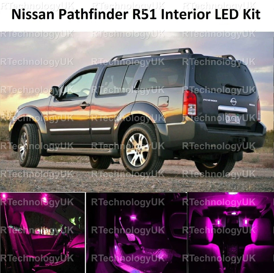 Kit interior de luz LED rosa púrpura premium para Nissan Pathfinder 2005-2013 R51 Foto 1 de 1
