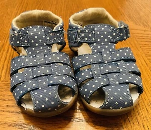 Carters Baby Girls Sandals Blue & White Polka Dots Size 5 (pre-owned) - Picture 1 of 7