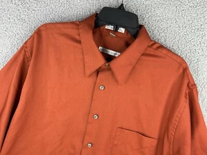 Geoffrey Beene Button Shirt Mens XXL 18.5 34/35 Burnt Orange Sateen Long Sleeve - Picture 1 of 12