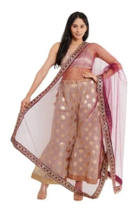 New Designer Women Girls Ethnic Party Wear Scarf Stole  Bridal Net Dupatta - Picture 1 of 35