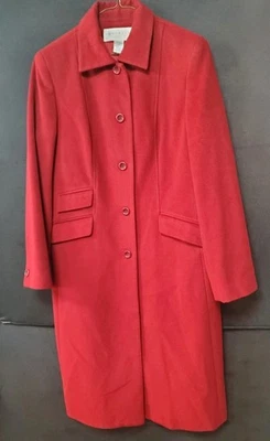 Doncaster Solid Dark Red Wool Blend Button Up Collared Coat Women’s Size 8 - Image 1 of 4