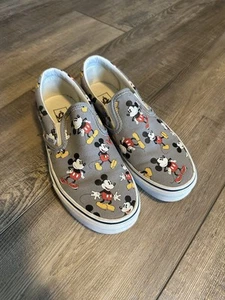 Disney VANS Mickey Mouse Slip On Canvas Shoes Gray Size Mens 5.5 Womens 7.0 - Picture 1 of 6