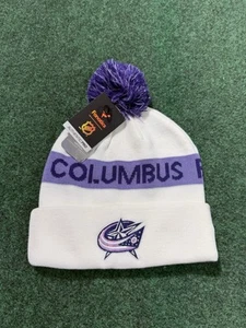 Herren Fanatics weiß Columbus blau Jacken Hockey bekämpft Krebs Strickmütze neu mit Etikett - Bild 1 von 5
