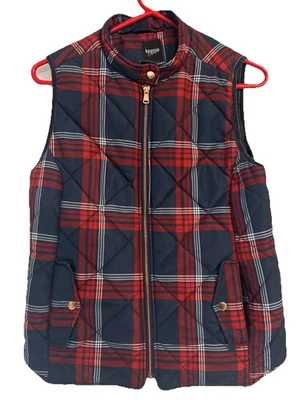 Chaleco acolchado a cuadros Kensie Jeans para mujer rojo marino talla M Foto 1 de 4