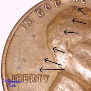 1958 D Lincoln Wheat Cent - Lamination Defective Planchet -Rare Error Coin - Picture 1 of 4