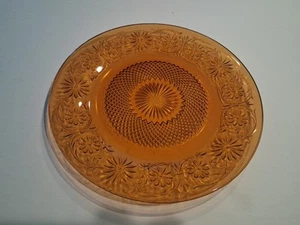Vintage 40s Indiana Glass Co. Amber Daisy Pattern Plate 9" - Picture 1 of 9
